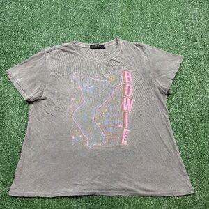 Bowie Junk Food Graphic T Shirt Women's Size M Gray Short Sleeve Casual Tee